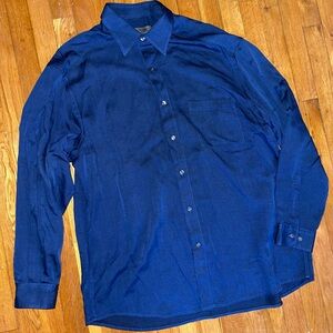country road men’s button down shirt textured navy blue 100% viscose Size L